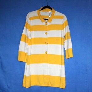Liz & Co. Yellow Stripe Cotton Longline Cardigan XL